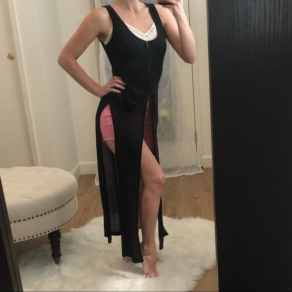 Black long bikini cover up dress